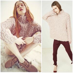 ULLA JOHNSON Baby Alpaca Mock Neck Pink Sweater SZ S